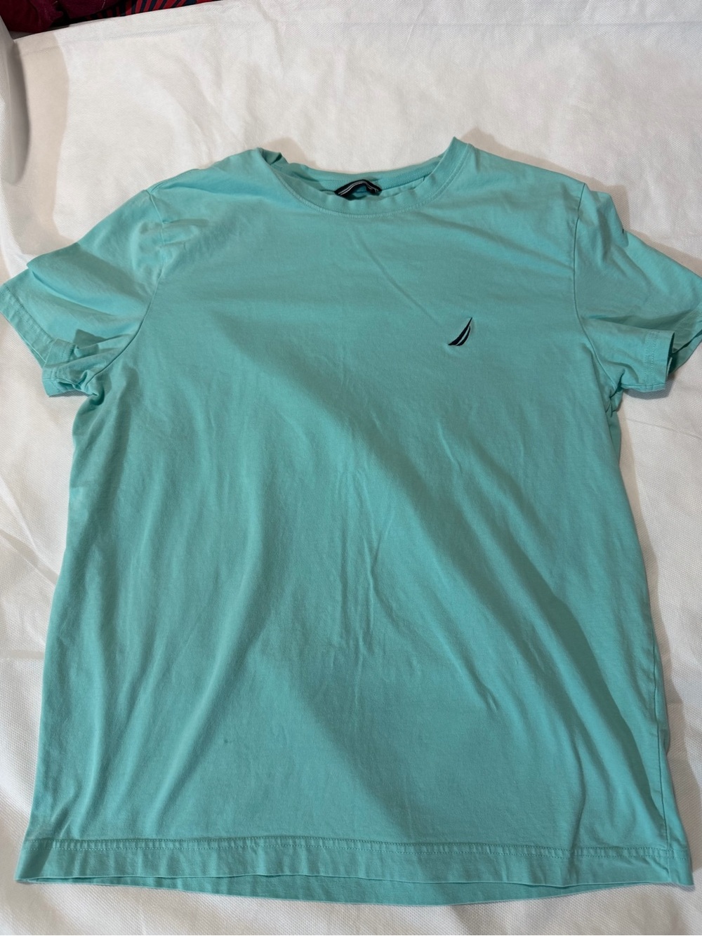 Men's Crew Neck T-Shirt - Aqua with Embroidered Logo
